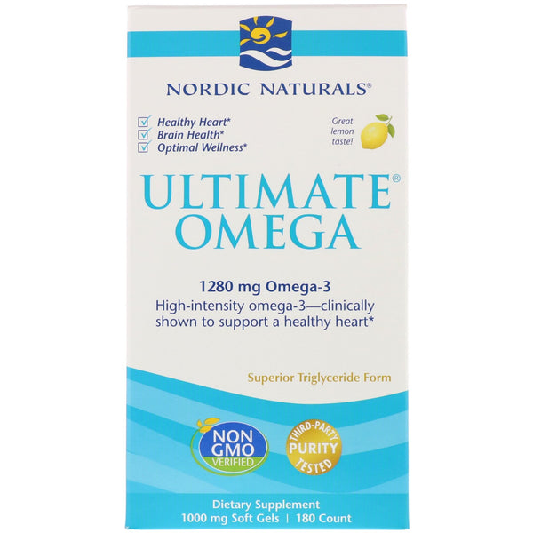 Nordic Naturals, Ultimate Omega, Lemon, 1,280 mg, 180 Soft Gels - The Supplement Shop