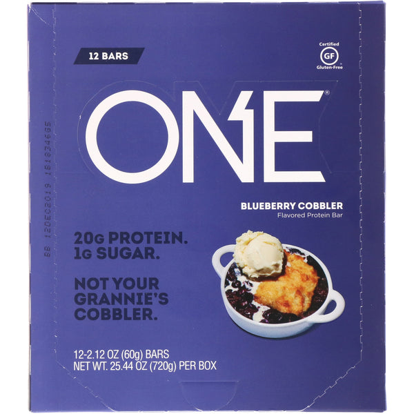 One Brands, One Bar, Blueberry Cobbler, 12 Bars, 2.12 oz (60 g) Each - The Supplement Shop
