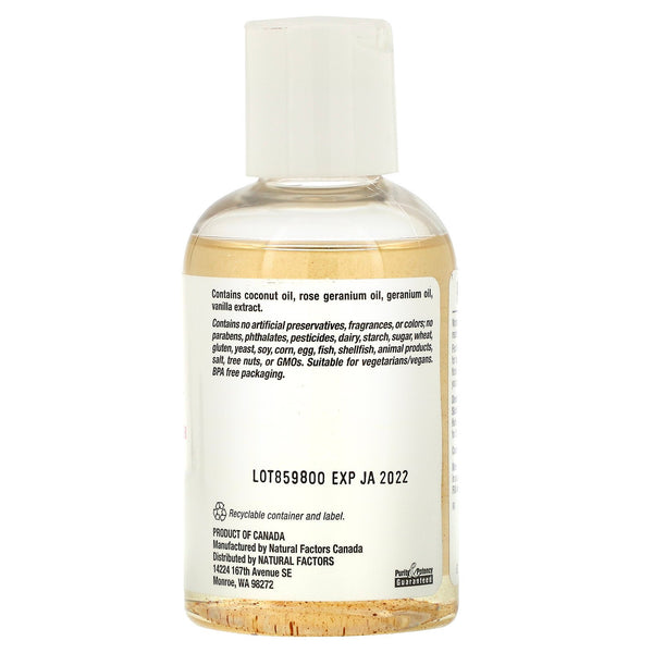 Natural Factors, WomenSense, Coconut Oil with Essential Oil of Rose Geranium & Vanilla, 4 oz (115 ml) - The Supplement Shop
