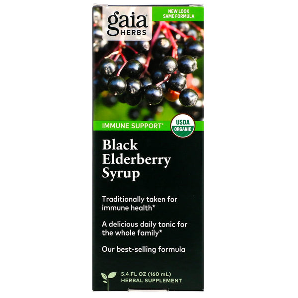 Gaia Herbs, Black Elderberry Syrup, 5.4 fl oz (160 ml) - The Supplement Shop