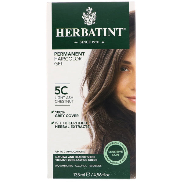 Herbatint, Permanent Haircolor Gel, 5C, Light Ash Chestnut, 4.56 fl oz (135 ml) - The Supplement Shop