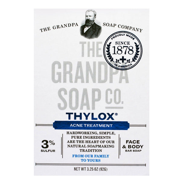 Grandpa's, Face & Body Bar Soap, Thylox Acne Treatment,3.25 oz (92 g) - The Supplement Shop