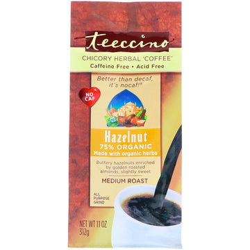 Teeccino, Chicory Herbal Coffee, Medium Roast, Caffeine Free, Hazelnut, 11 oz (312 g)