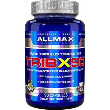 ALLMAX Nutrition, TribX90, Ultra-Concentrated Bulgarian Tribulus, 90% Furostanolic Saponins, 750 mg, 90 Capsules
