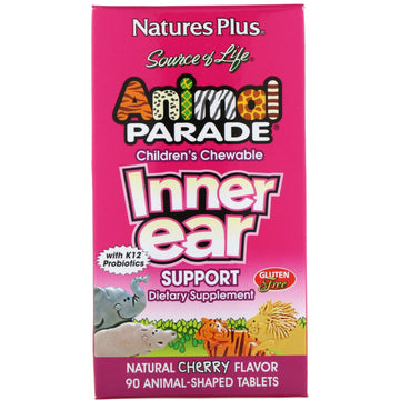 Nature's Plus, Source of Life, Animal Parade, Children's Chewable Inner Ear Support, Natural Cherry Flavor, 90 Animals-Shaped Tablets