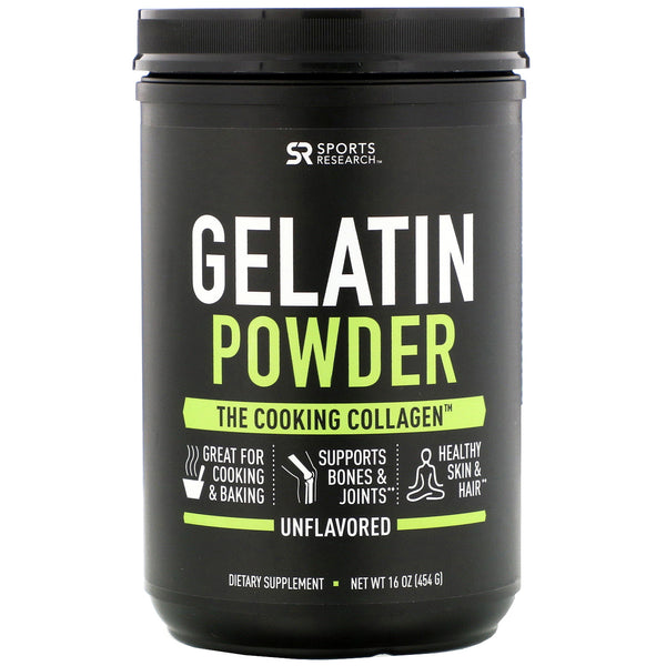 Sports Research, Gelatin Powder, Unflavored, 16 oz (454 g) - The Supplement Shop