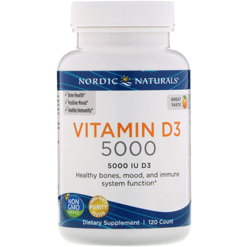 Nordic Naturals, Vitamin D3 5000, Orange, 5,000 IU, 120 Soft Gels