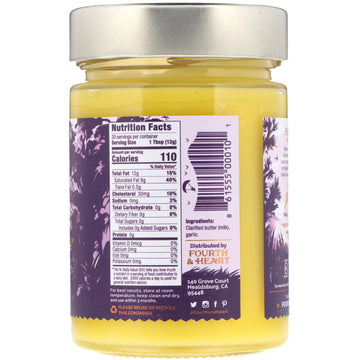 4th & Heart, Ghee Clarified Butter, Grass-Fed, Garlic, 9 oz (255 g)