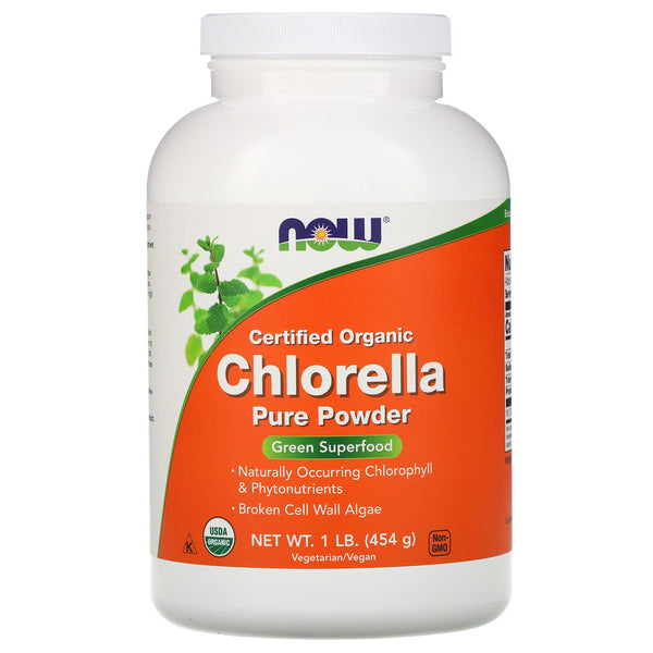 Now Foods, Certified Organic Chlorella, Pure Powder, 1 lb (454 g) - The Supplement Shop