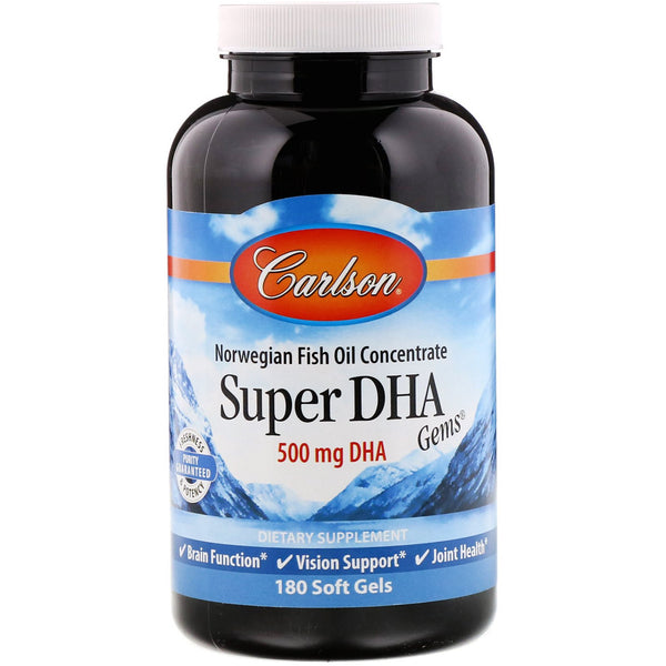 Carlson Labs, Super-DHA Gems, 500 mg, 180 Soft Gels - The Supplement Shop
