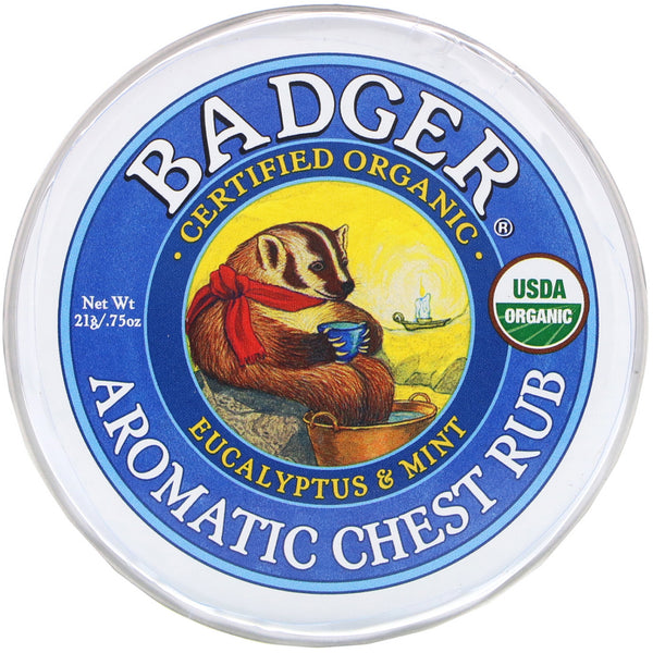 Badger Company, Organic, Aromatic Chest Rub, Eucalyptus & Mint, .75 oz (21 g) - The Supplement Shop