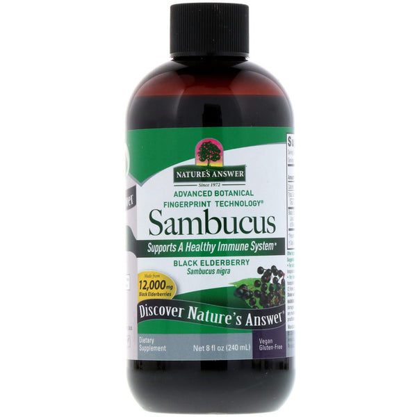 Nature's Answer, Sambucus, Black Elderberry, 12,000 mg, 8 fl oz (240 ml) - The Supplement Shop