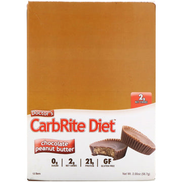 Universal Nutrition, Doctor's CarbRite Diet, Chocolate Peanut Butter, 12 Bars, 2.00 oz (56.7 g) Each