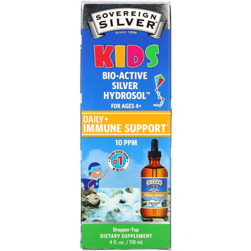Sovereign Silver, Kids Bio-Active Silver Hydrosol, Daily Immune Support, Ages 4+, 10 PPM, 4 fl oz (118 ml)