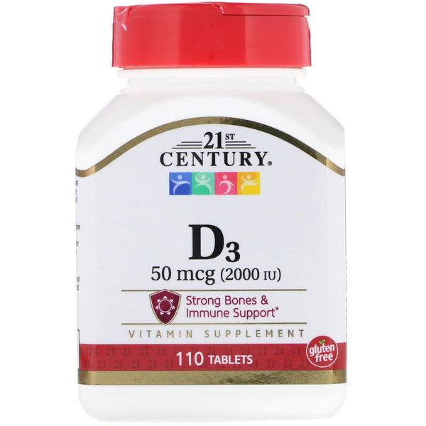 21st Century, Vitamin D3, 50 mcg (2,000 IU), 110 Tablets - The Supplement Shop