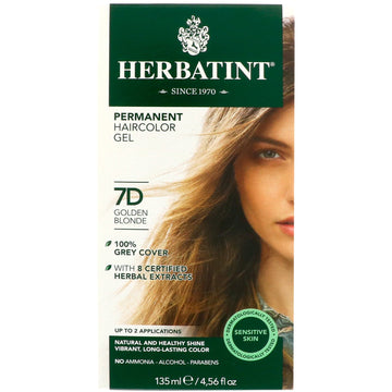 Herbatint, Permanent Haircolor Gel, 7D, Golden Blonde, 4.56 fl oz (135 ml)