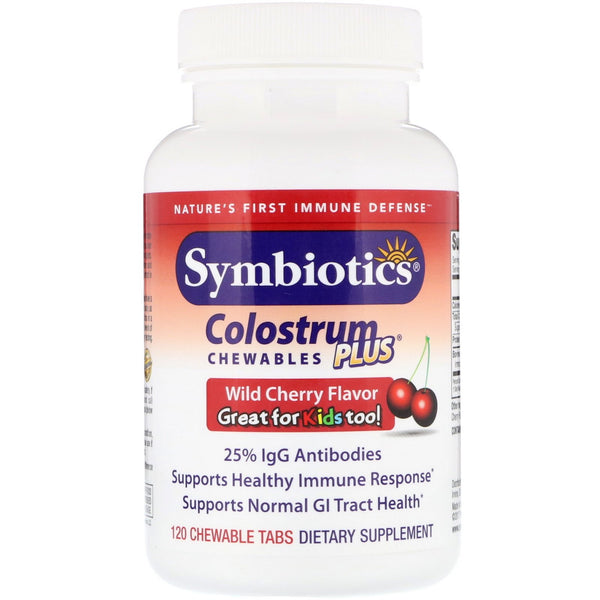 Symbiotics, Colostrum Plus, Wild Cherry Flavor, 120 Chewable Tabs - The Supplement Shop