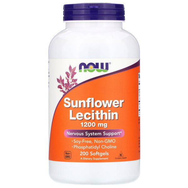 Now Foods, Sunflower Lecithin, 1,200 mg, 200 Softgels - The Supplement Shop