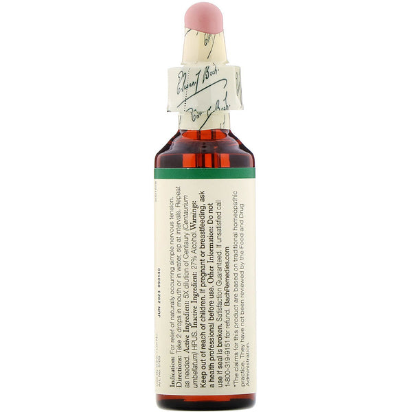 Bach, Original Flower Remedies, Centaury, 0.7 fl oz (20 ml) - The Supplement Shop