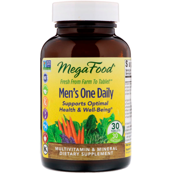 MegaFood, Men’s One Daily, Iron Free, 30 Tablets - The Supplement Shop