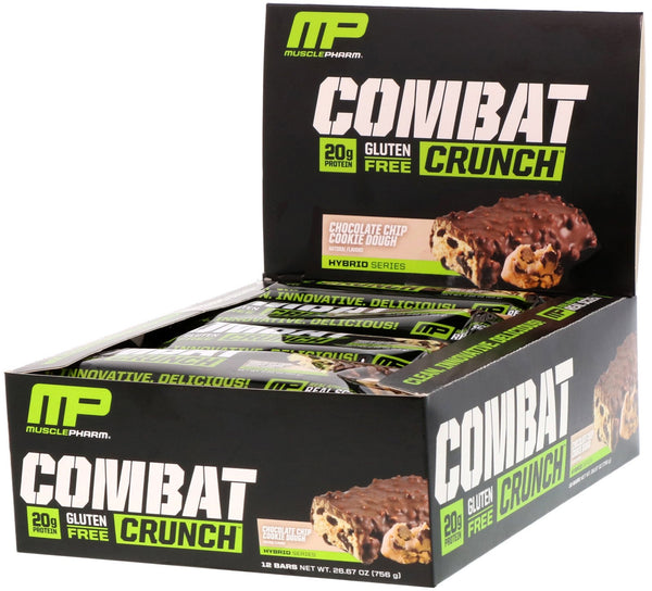 MusclePharm, Combat Crunch, Chocolate Chip Cookie Dough, 12 Bars, 63 g Each - The Supplement Shop