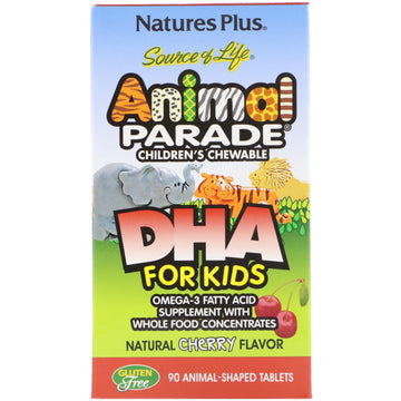 Nature's Plus, Source of Life, Animal Parade, DHA for Kids, Children's Chewable, Natural Cherry Flavor, 90 Animal-Shaped Tablets