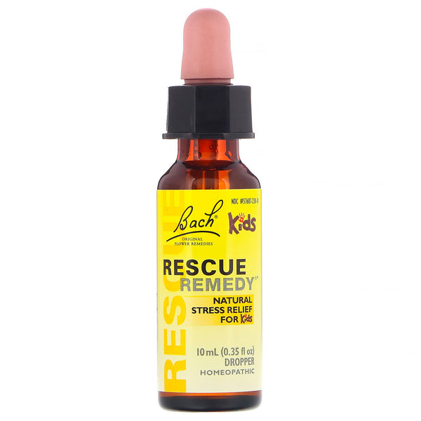 Bach, Original Flower Remedies, Rescue Remedy Dropper, Natural Stress Relief for Kids, Alcohol-Free , 0.35 fl oz (10 ml) - The Supplement Shop