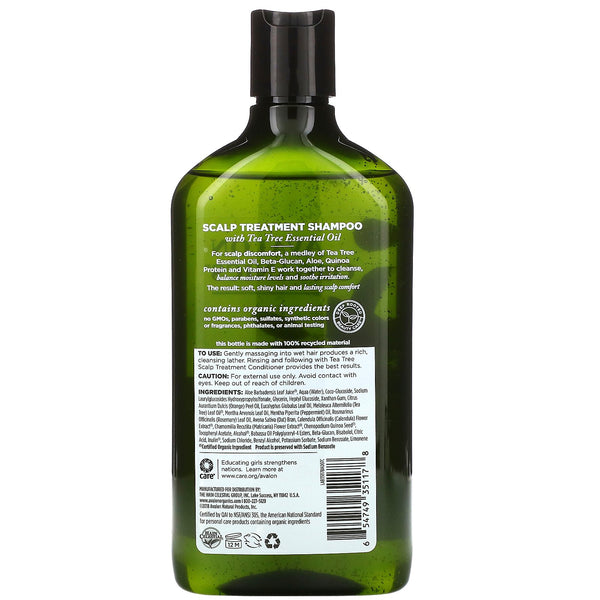 Avalon Organics, Shampoo, Scalp Treatment, Tea Tree, 11 fl oz (325 ml) - The Supplement Shop