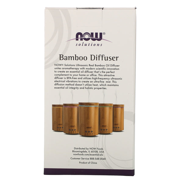 Now Foods, Solutions, Real Bamboo Ultrasonic Oil Diffuser, 1 Diffuser - The Supplement Shop