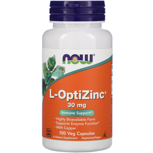 Now Foods, L-OptiZinc, 30 mg, 100 Veg Capsules - The Supplement Shop