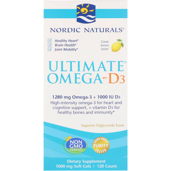 Nordic Naturals, Ultimate Omega-D3, Lemon, 1,000 mg, 120 Soft Gels - The Supplement Shop