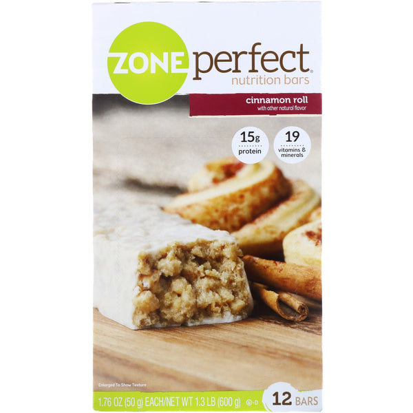 ZonePerfect, Nutrition Bars, Cinnamon Roll, 12 Bars, 1.76 oz (50 g) Each - The Supplement Shop