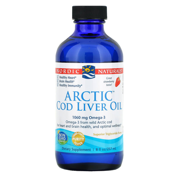 Nordic Naturals, Arctic Cod Liver Oil, Strawberry, 8 fl oz (237 ml) - The Supplement Shop