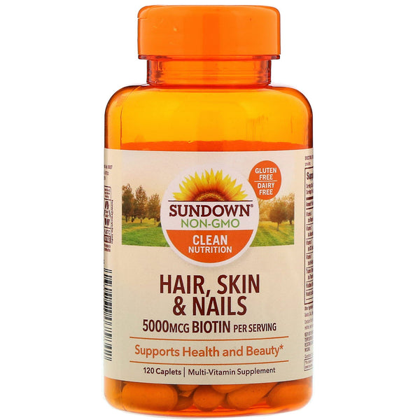 Sundown Naturals, Hair, Skin & Nails, 120 Caplets - The Supplement Shop