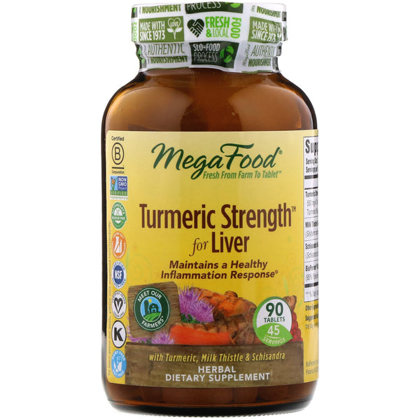 MegaFood, Turmeric Strength for Liver, 90 Tablets - The Supplement Shop
