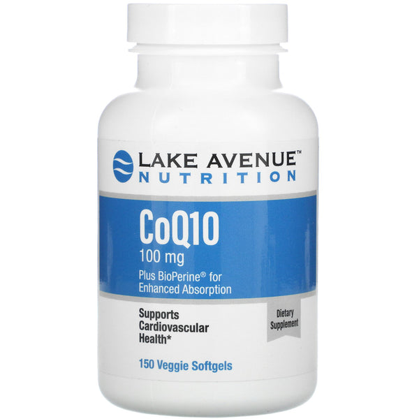 Lake Avenue Nutrition, CoQ10 with BioPerine, 100 mg, 150 Veggie Softgels - The Supplement Shop