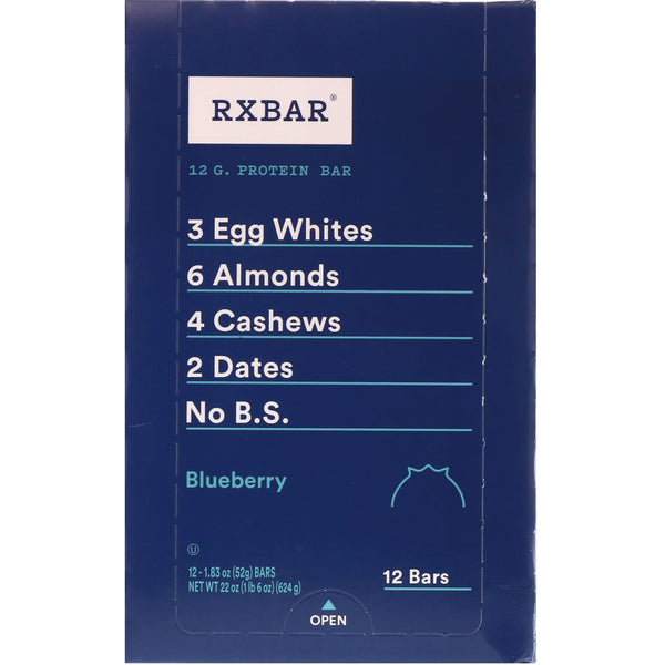 RXBAR, Protein Bars, Blueberry, 12 Bars, 1.83 oz (52 g) Each - The Supplement Shop