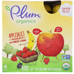 Plum Organics, Organic Applesauce Mashups with Strawberry & Banana, 4 Pouches, 3.17 oz (90 g) Each - The Supplement Shop
