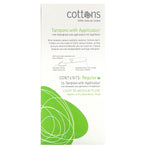 Cottons, 100% Natural Cotton, Tampons with Applicator, Regular, 16 Tampons - The Supplement Shop