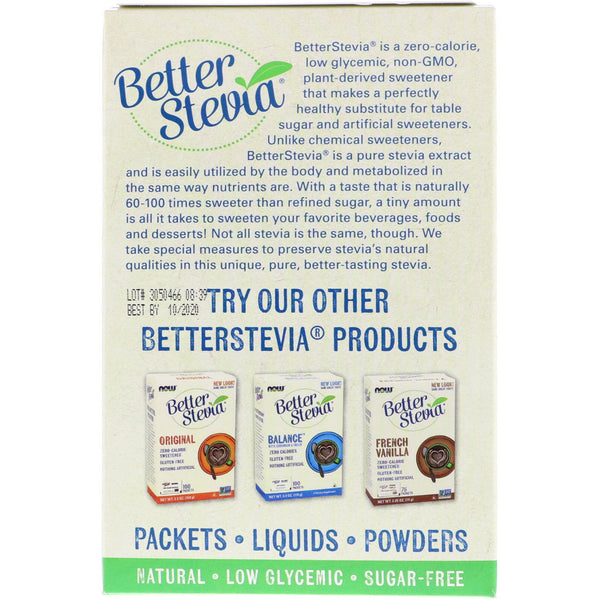 Now Foods, Organic Better Stevia, Zero-Calorie Sweetener, 75 Packets, 2.65 oz (75 g) - The Supplement Shop