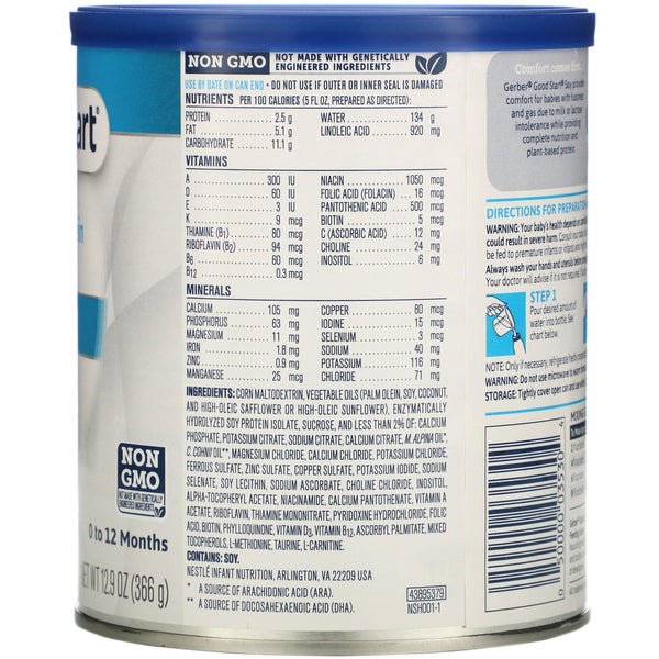 Gerber, Good Start, Soy Based Powder Infant Formula with Iron, Lactose Free, 0 to 12 Months, 12.9 oz (366 g) - The Supplement Shop