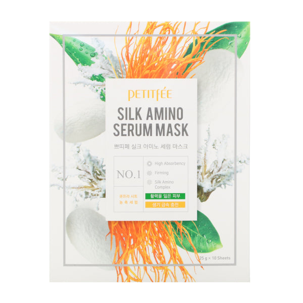 Petitfee, Silk Amino Serum Mask, 10 Masks, 25 g Each - The Supplement Shop