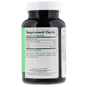 Nature's Plus, Chewable Papaya Enzyme Supplement, 360 Tablets