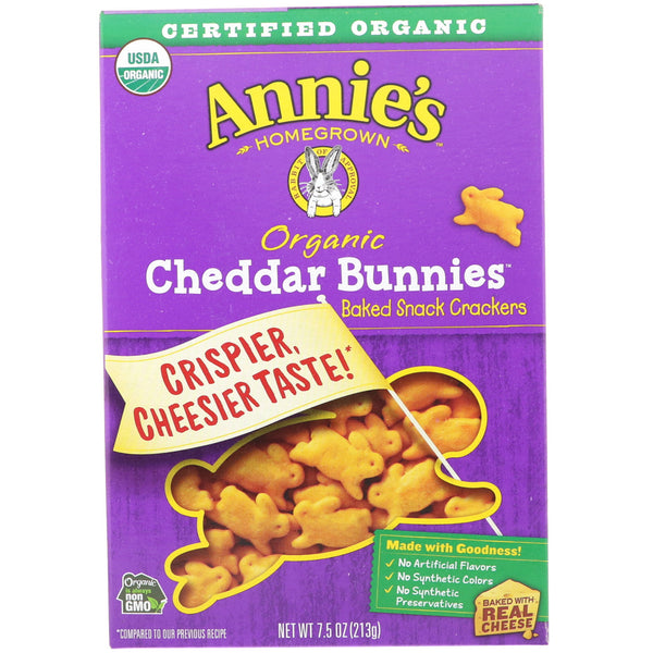Annie's Homegrown, Organic Cheddar Bunnies, Baked Snack Crackers, 7.5 oz (213 g) - The Supplement Shop