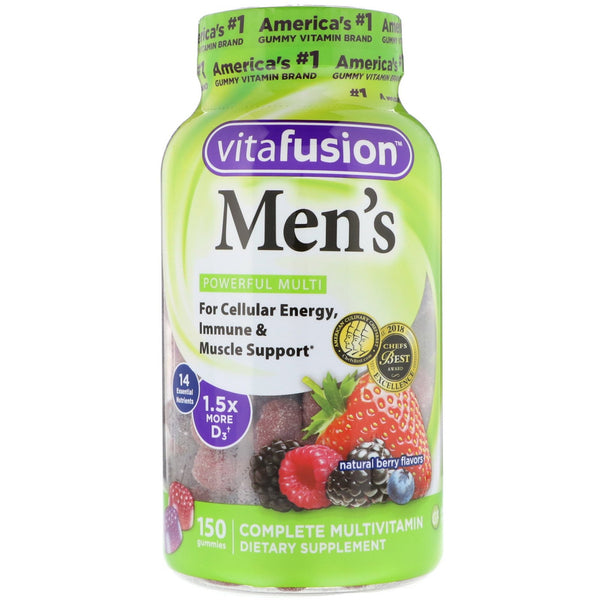VitaFusion, Men's Complete Multivitamin, Natural Berry Flavors, 150 Gummies - The Supplement Shop