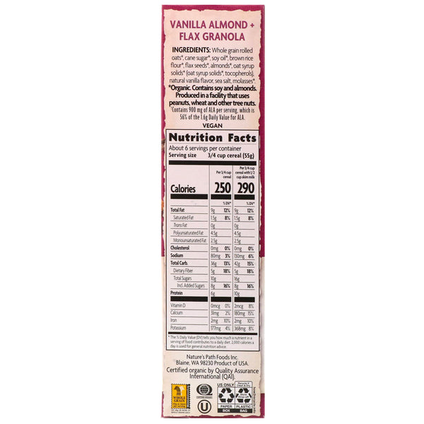 Nature's Path, Organic, Vanilla Almond + Flax Granola Cereal, 11.5 oz (325 g) - The Supplement Shop