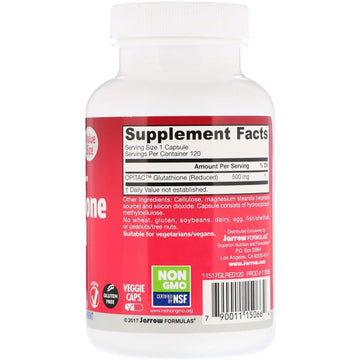 Jarrow Formulas, Glutathione Reduced, 500 mg, 120 Veggie Caps