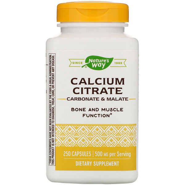 Nature's Way, Calcium Citrate, 500 mg, 250 Capsules - The Supplement Shop