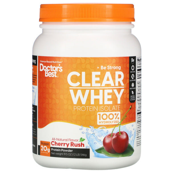 Doctor's Best, Clear Whey Protein Isolate, Cherry Rush , 1.2 lbs (546 g) - The Supplement Shop