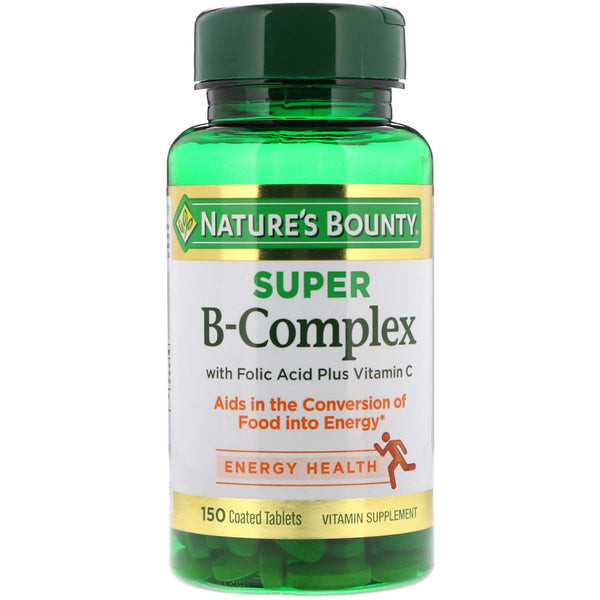 Nature's Bounty, Super B-Complex with Folic Acid Plus Vitamin C, 150 Coated Tablets - The Supplement Shop